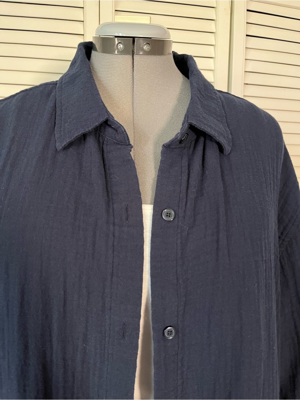Aritzia Little Moon AirPlush Cotton™ Sail Shirt Vintage Navy XL - Picture 3 of 14